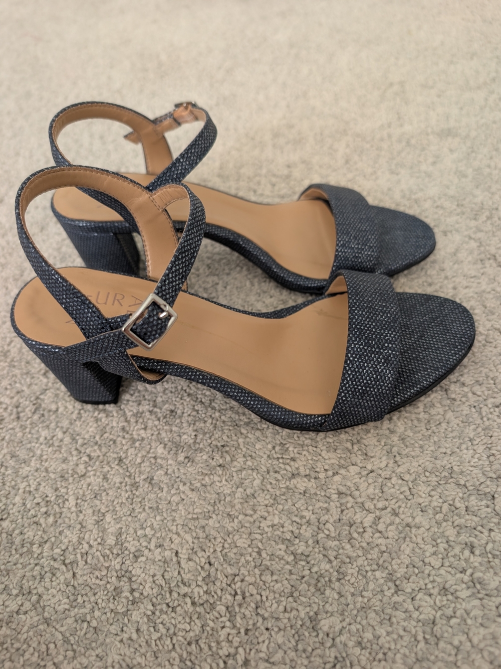 Naturalizer Navy Textured Block Heel Sandals